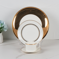 Service de table blanc style japonais et coréen, avec bordure dorée, 4 pièces