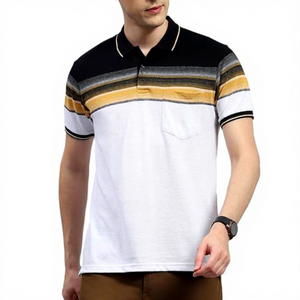 Camisa de Punto para Hombre con Media Manga y Decoración de Botones, Corte Regular, Diseño a Rayas, Secado Rápido, Ropa Casual - Envío DDP - Product Image 1