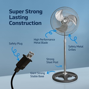 พัดลมตั้งพื้นปรับระดับได้ 110V แบบส่ายได้ 3 ใบพัด วัสดุโลหะ สำหรับระบายความร้อนในบ้าน รถบ้าน โรงรถ โรงแรม ปลั๊กแบบ US - Product Image 1