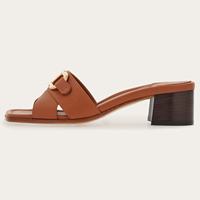 Logo personnalisé nouvelle mode haut de gamme en cuir de qualité supérieure avec boucle en métal décoration design dames mi talon femme mules chaussures