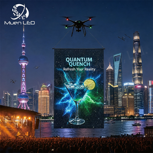 P15 2x4m Ultra-Thin IP65 Waterproof 4K LED <b>Mesh</b> <b>Screen</b> Outdoor Flying Display for Advertising Display - Product Image 1