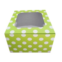 Caja de pastel con patrón de puntos con impresión de logotipo personalizado a granel con ventanas transparentes caja de embalaje de pastel de papel de buena calidad
