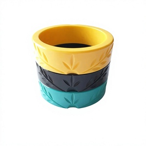 Vintage Round New Resin Design <b>Bangle</b> Vase Sets Stylish with Floral Pattern in Yellow Black and Teal Party for Home Decoration - Product Image 1