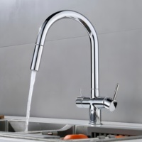 Dual Handle Stainless Steel Wire Drawing Faucet Modern Single Hole Design Ceramic Valve Core for Hot Cold Kitchen Sink Water