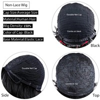 Perruque Pixie Cut Pas Chère en Gros, Perruque Courte Bob Entièrement Faite à la Machine, Sans Colle, Pré-Pluckée, Cheveux Humains Noirs et Bruns Naturels, Fournisseur