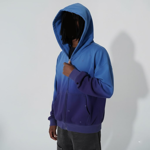 Veste à capuche zippée pour homme, streetwear personnalisée, imprimé dégradé ombré sur toute la surface, diamants, strass - Product Image 2