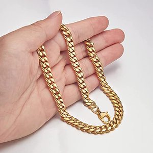 الثقيلة الرجال الهيب هوب المختنق 18k الذهب الأصفر مطلي الفولاذ المقاوم للصدأ 7 مللي متر ميامي الكوبية ربط سلسلة قلادة مجوهرات - Product Image 4