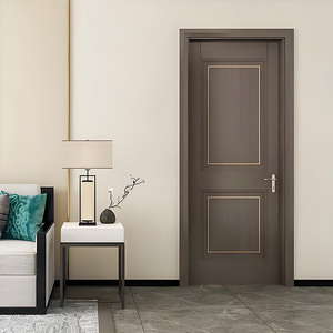 Puertas de Madera Maciza para Dormitorio, Color Marrón Claro, Personalizadas, Interiores, Entrada, Insonorizadas, con Manija de Metal - Product Image 3