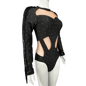 Черный цельный костюм для выступления - Product Image 3