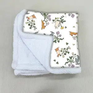 2024 custom thick print flower warm fleece baby blanket for embroidery