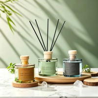 Diffuseur de parfum en rotin transparent, écologique, sans BPA, sans alcool, parfum longue durée pour la maison, les couloirs, les chambres, les salles de bain