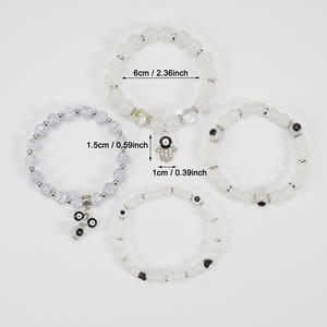 Pulseras de Cuentas de Moda, Multicapa, Elásticas, de Vidrio y Cerámica, con Amuleto Hamsa, Joyería Unisex, Regalo, Hecho en China - Product Image 3