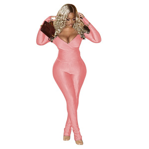 Setelan baju wanita lengan panjang, setelan baju olahraga wanita, Legging kasual wanita, atasan crop Bare Shoulder, lengan panjang, 2024, Set celana dan logo kustom - Product Image 2