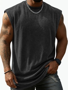 <span class=keywords><strong>Canotta</strong></span> da <span class=keywords><strong>Uomo</strong></span> Estiva Senza Maniche in Cotone 100% con Lavaggio Acido, Stile Vintage, Personalizzabile con Logo, Lavorazione a Maglia <span class=keywords><strong>Larga</strong></span>, per Commercio all'Ingrosso - Product Image 3