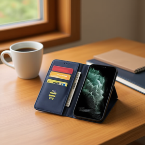 Custodia a libro magnetica DAM per iPhone 13 Pro con supporto e funzione portafoglio - Product Image 2