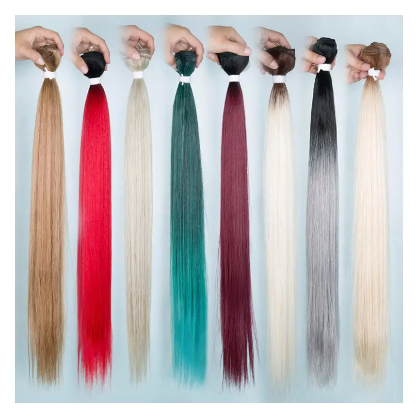 Bundel rambut sintetis Rebecca 24 inci grosir rambut murah ekstensi rambut sintetis tenun lurus Brasil untuk wanita