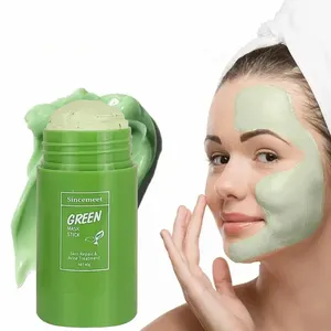 Bâton de masque à l'argile de marque privée nettoyant en profondeur boue organique purifiant blanchissant nourrissant thé vert masque à l'argile pour le visage bâton