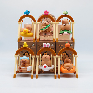 6 pièces/ensemble Figurines d'anime en PVC Capybara Saniro Butter Bear Crayon Shin-chan pour machine de jeu Gashapon, boîte à œufs à attraper, jouet de récompense - Product Image 5