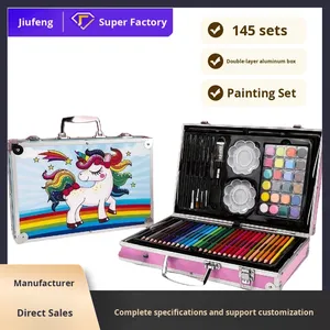 Set <span class=keywords><strong>de</strong></span> <span class=keywords><strong>Pintura</strong></span> para Niños <span class=keywords><strong>de</strong></span> 145 Piezas en Caja <span class=keywords><strong>de</strong></span> Aluminio <span class=keywords><strong>de</strong></span> Doble Capa, con Pinceles, Acuarelas, Crayones y Materiales <span class=keywords><strong>de</strong></span> Arte, Modelo CN ZHE <span class=keywords><strong>de</strong></span> 145 Piezas - Product Image 1