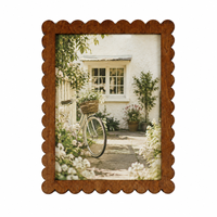 Cadre en bois massif décoratif avec finition élégante à bords festonnés, style rustique moderne, pour affichage de photos dans le salon, la chambre et pour l'art personnalisé