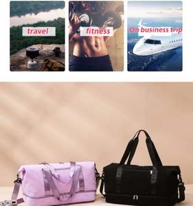 Custom Logo <b>Women</b> Luggage Travel <b>Bags</b> Large Capacity Oxford Sport <b>Gym</b> <b>Bag</b> Waterproof Dry and Wet Separation Duffel <b>Bag</b> - Product Image 2