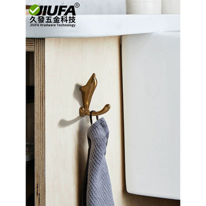 Jiufa Dolphin Shape <b>Wall</b> Hook Gold Black Matte Finish Garment Hook For Entryway Doorway Use - Product Image 4