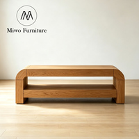 Table basse rectangulaire moderne de luxe rétro en bois massif pour salon, villa, hôtel – Ensemble de tables à thé