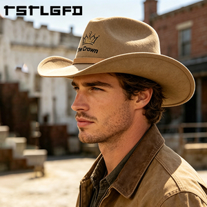 Sombrero de Vaquero de Fieltro de Lana Color Bronceado con Logotipo Personalizado, Venta al por Mayor, Sombrero Occidental con Hebilla y Banda, Estructurado, Fabricante - Product Image 3