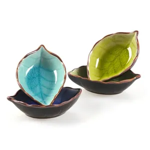 叶形碗酱船茶碟创意冰裂釉叶陶瓷调味料酱油醋小盘厨房 - Product Image 6