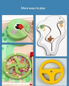 Treno in Legno da Parete, Pannello Sensoriale Montessori con Xilofono, Labirinto, Abaco, Orologio e Puzzle - Regalo per Bambini - Product Image 4