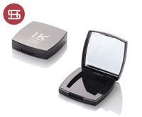 Emballage cosmétique en plastique noir, étui compact en poudre avec miroir carré vide, étui en poudre de fond de teint pressé, logo personnalisé