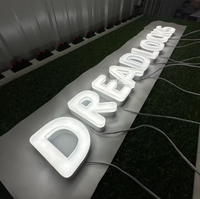Enseignes commerciales 3D rétroéclairées LED personnalisées écologiques en gros, lettres en relief métalliques pour intérieur, logos muraux de bureau, décoration IP65