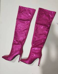 Hot Botas Largas Rhinestone Western Style Tube Stocking Heel Plus Size Over the Knee Thigh High <b>Boots</b> - Product Image 6
