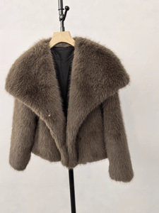 <span class=keywords><strong>Manteau</strong></span> en fourrure élégant pour <span class=keywords><strong>femme</strong></span>, grand col, haute qualité, <span class=keywords><strong>laine</strong></span> et soie, écologique, mince, vintage, chaud, surdimensionné, veste en fourrure extérieure - Product Image 4