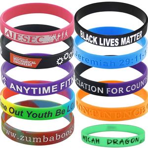 Bracelet en silicone personnalisé avec logo imprimé rouge, bracelet en caoutchouc pour la promotion et la publicité - Product Image 1