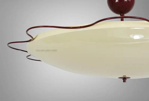 Plafonnier Saucer moderne du milieu du siècle, lampe vintage italienne à montage encastré, abat-jour en verre crème, luminaire rétro pour salon - Product Image 6