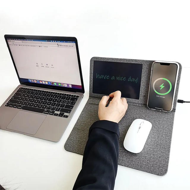 Hot Sale Custom Service Black Desk Custom logo Wireless Charging Mouse Pads Mat
