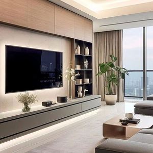 Latest Design Smart Living Room Home Furniture Modern Luxury Built-in <b>Light</b> bar <b>TV</b> Stand <b>TV</b> Cabinet - Product Image 1