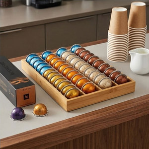 Bamboo Coffee Pod Storage Holder <strong>Drawer</strong> <strong>Insert</strong> for Counter Compatible Capsules for Kitchen, Home, Office, Coffee Station - Product Image 4