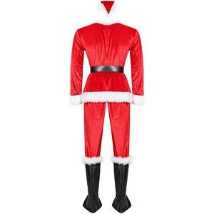 Disfraz de Papá Noel para adultos, traje de felpa para padre, ropa elegante, accesorios de Cosplay de Navidad, abrigo para hombre, pantalones, cinturón de barba, sombrero, conjunto de Navidad - Product Image 6
