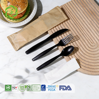 Prix d'usine – Ensemble de couverts jetables pour le camping (6 et 7 pouces) avec fourchette, couteau, cuillère et serviette – OEM, biodégradable, en amidon de maïs