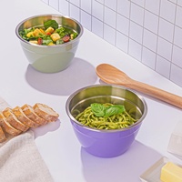 2024 nouveau Design saladier maison ustensiles de cuisine en acier inoxydable salade bols à mélanger ensemble avec couvercles hermétiques