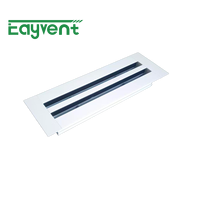 Diffuseur linéaire en aluminium à 2 fentes, grille d'aération réglable avec lames de déflection pour système de ventilation CVC, couleur blanche
