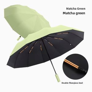 Paraguas Moderno Totalmente Automático con Varillas de Hierro, Protección UV, Diseño de Hueso de Dragón Doble, 24 Varillas, Revestimiento Negro, Novedoso Protector Solar para Hombres y Mujeres - Product Image 4