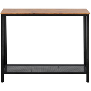 Mesa consola con tablero de madera maciza y estructura metálica con estante para sala de estar, dormitorio o estudio - Product Image 4
