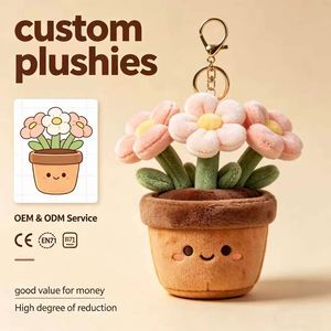 Breloque en peluche personnalisée en forme de pot de fleurs vertes, mini porte-clés botanique produit en série pour la décoration de jardin, cadeau et articles promotionnels - Product Image 1