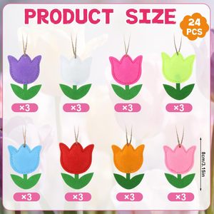 24 Pezzi di Ornamenti in Feltro a Forma di Tulipano Primaverile per Decorazioni Floreali <span class=keywords><strong>da</strong></span> Appendere all'Albero, Mini Ornamenti Floreali per Feste, Decorazioni Murali per la <span class=keywords><strong>Casa</strong></span> - Product Image 2