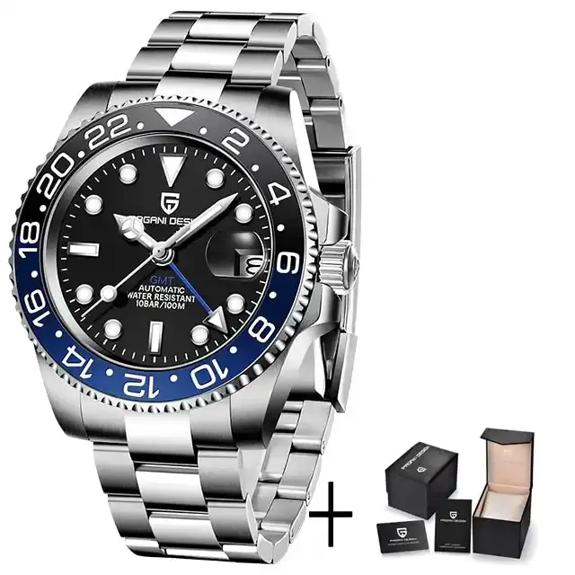 นาฬิกากลไกออโตเมติกสำหรับผู้ชายดีไซน์1662นาฬิกากันน้ำเรืองแสงหรูหรา