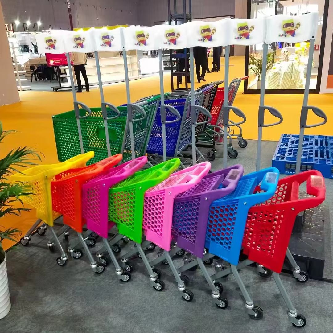 Good selling supermarket plastic shopping trolley 50L