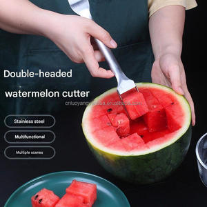 2-trong-1 Thép không gỉ dưa hấu thành khối dao dưa Baller tiện ích nhà bếp dưa hấu cắt <span class=keywords><strong>Slicer</strong></span> - Product Image 3